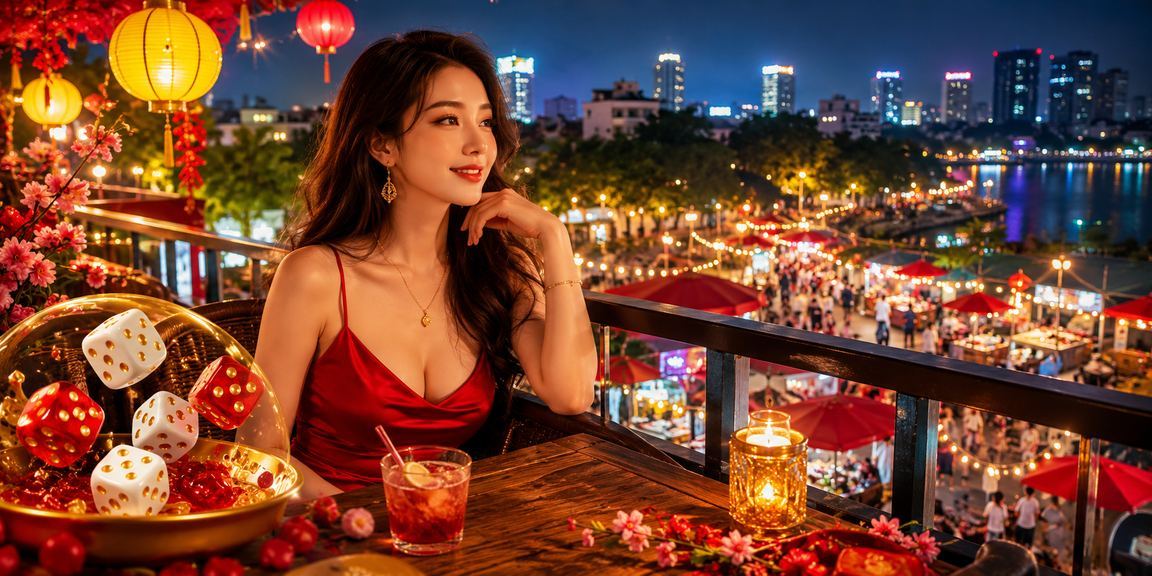 Bàn cà phê Hà Nội với xúc xắc Tài Xỉu và không khí cá cược truyền thống Việt Nam